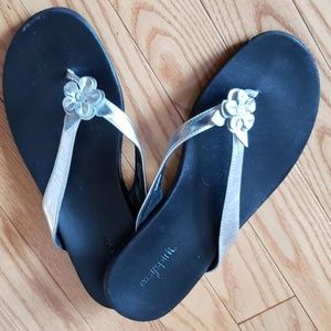 Metallic silver detail flip flop